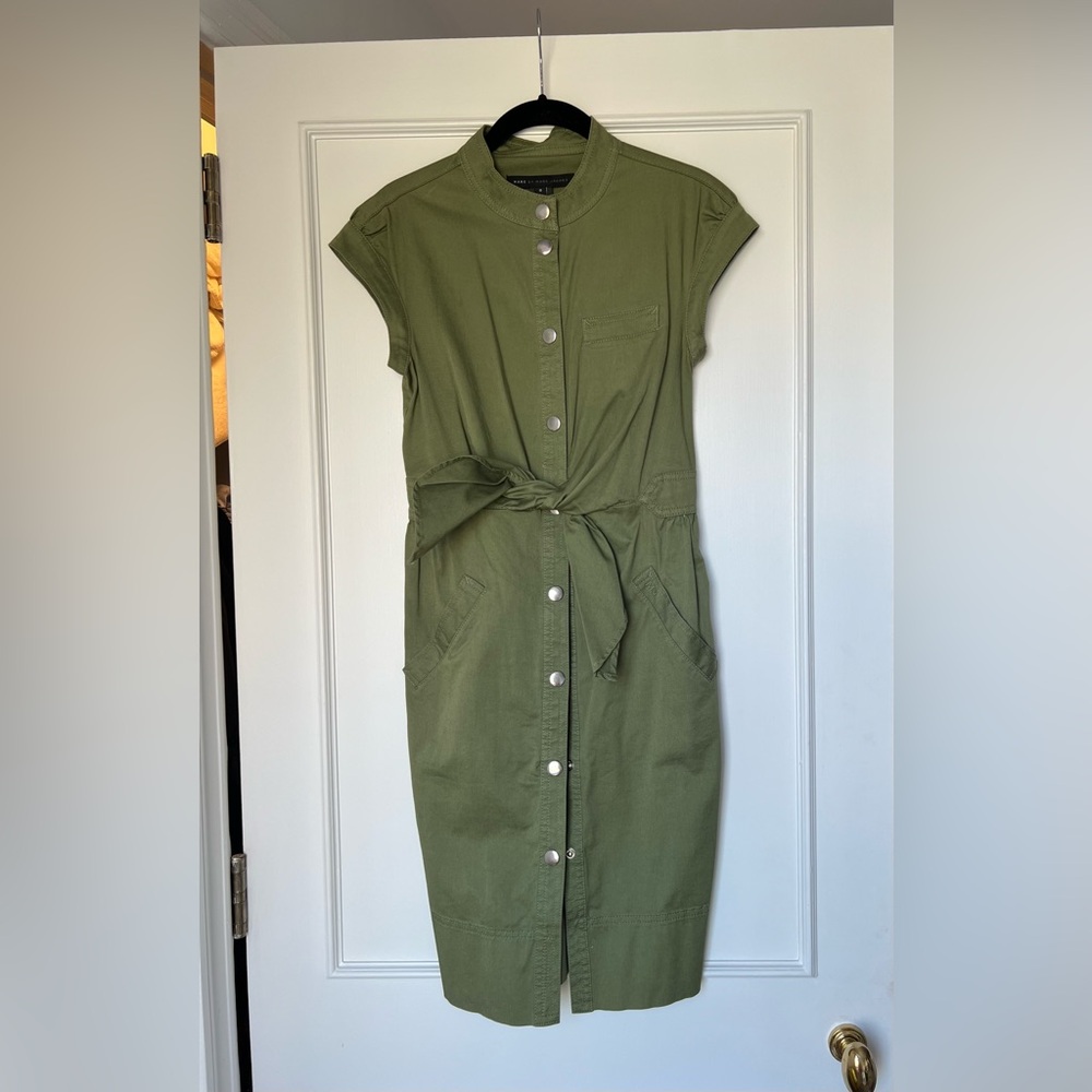 Marc By Marc Jacobs Green Buttoned Tie Front Midi Dress